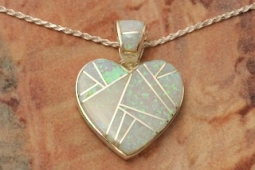 Calvin Begay Sterling Silver Opal Heart Pendant